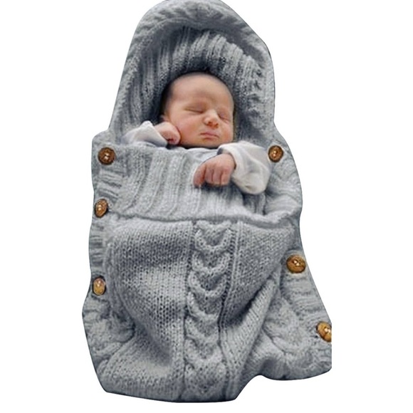XMWealthy Other - Cozy Knit Baby Swaddle with Hood NWT XMWEALTHY Newborn Baby Blanket Sleeping Bag